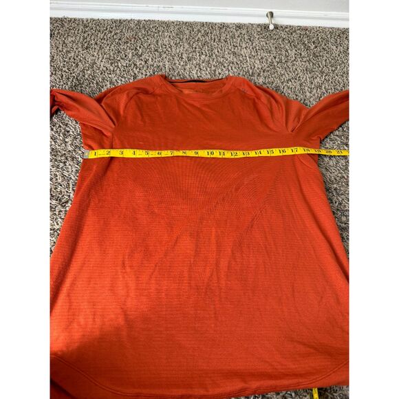 Lululemon Mens Vented Orange Long Sleeve Shirt Sz S Athletic Running Performance - Picture 8 of 9